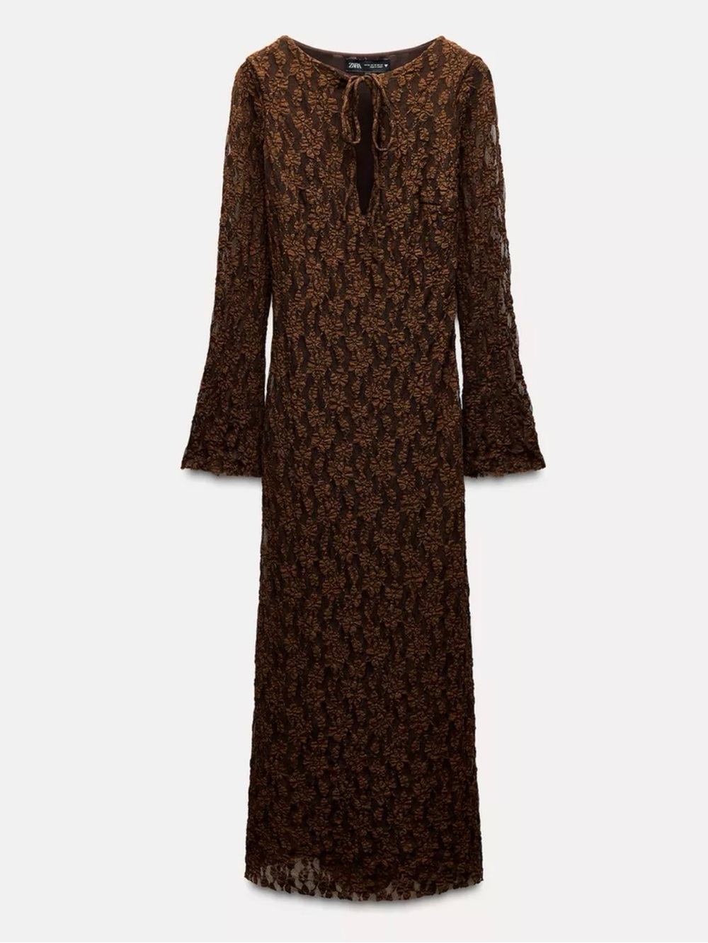 ✨ ZARA LONG LACE DRESS — BROWN ✨